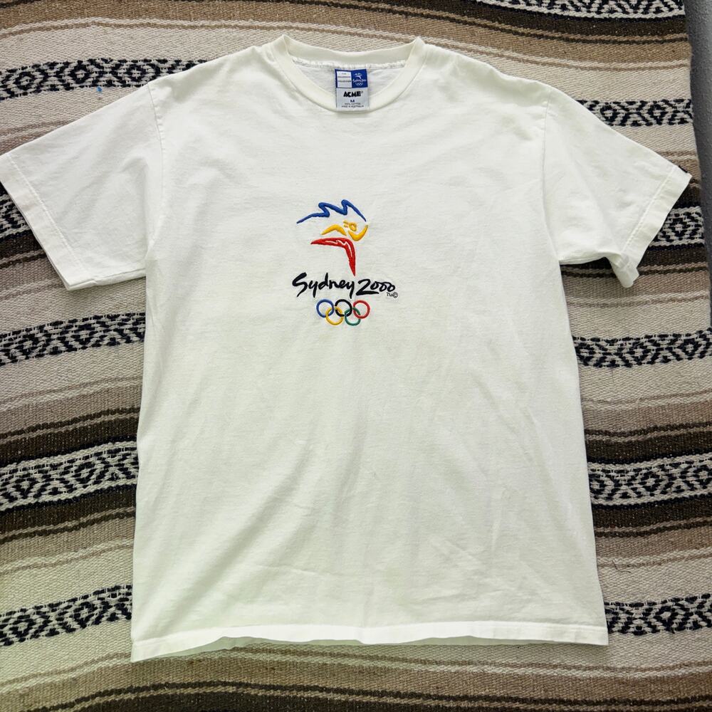 Vintage 2000 Sydney Australia Summer Olympics White Logo Tee Shirt Sz Medium M